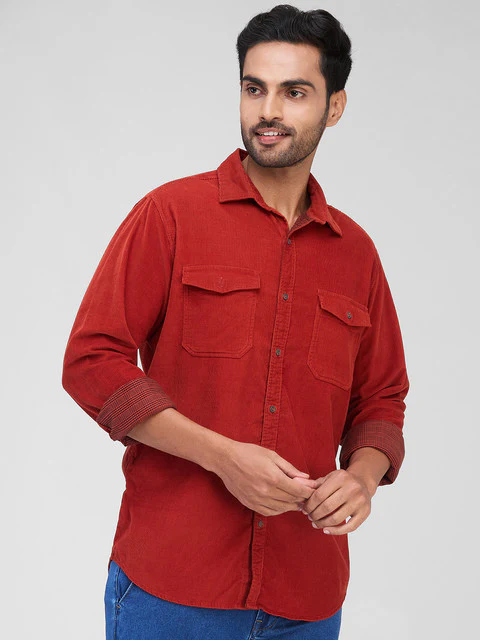 Raymond Men Orange Printed Slim Fit Cotton Shirt - Image 2