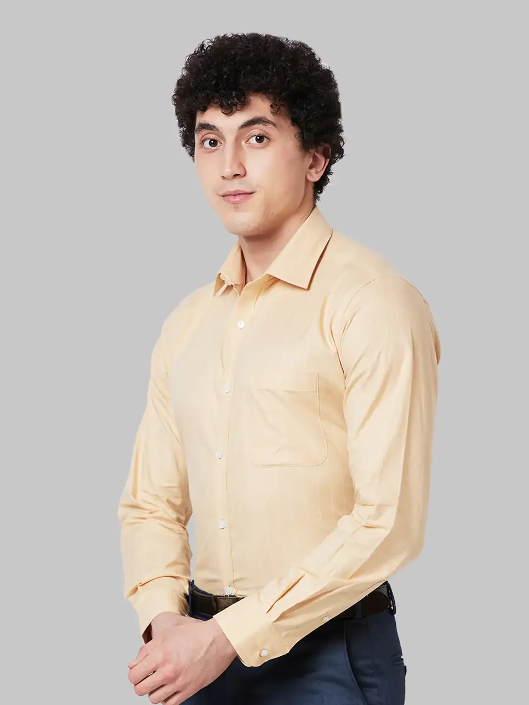 Raymond Men Orange Slim Fit Checks Cotton Shirts - Image 3