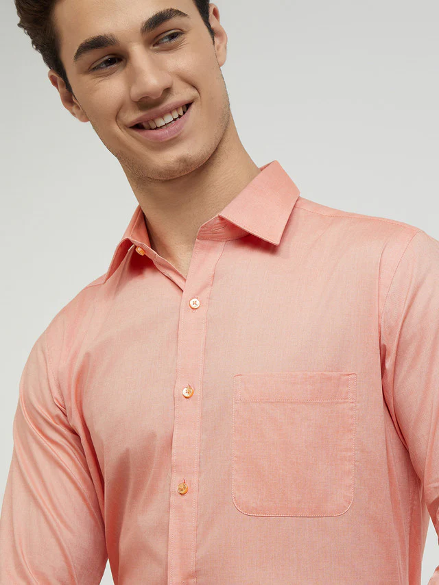 Raymond Men Orange Slim Fit Solid Shirt - Image 7