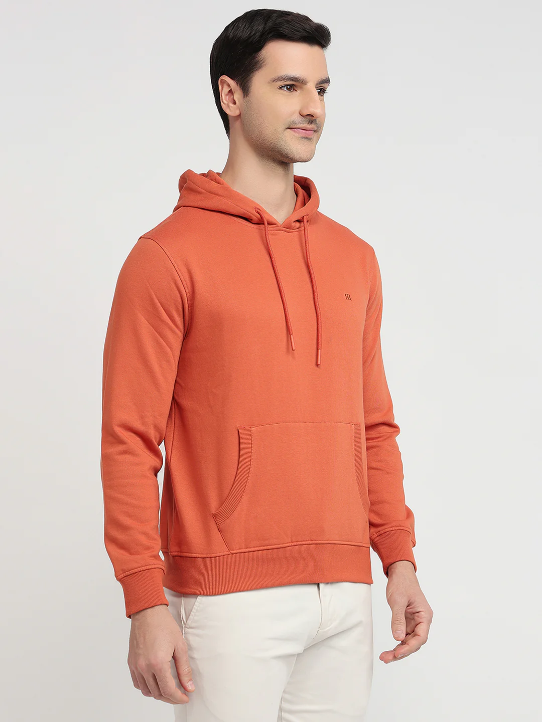 Raymond Men Orange Solid Regular Fit Cotton Blend Sweatshirt - Image 3