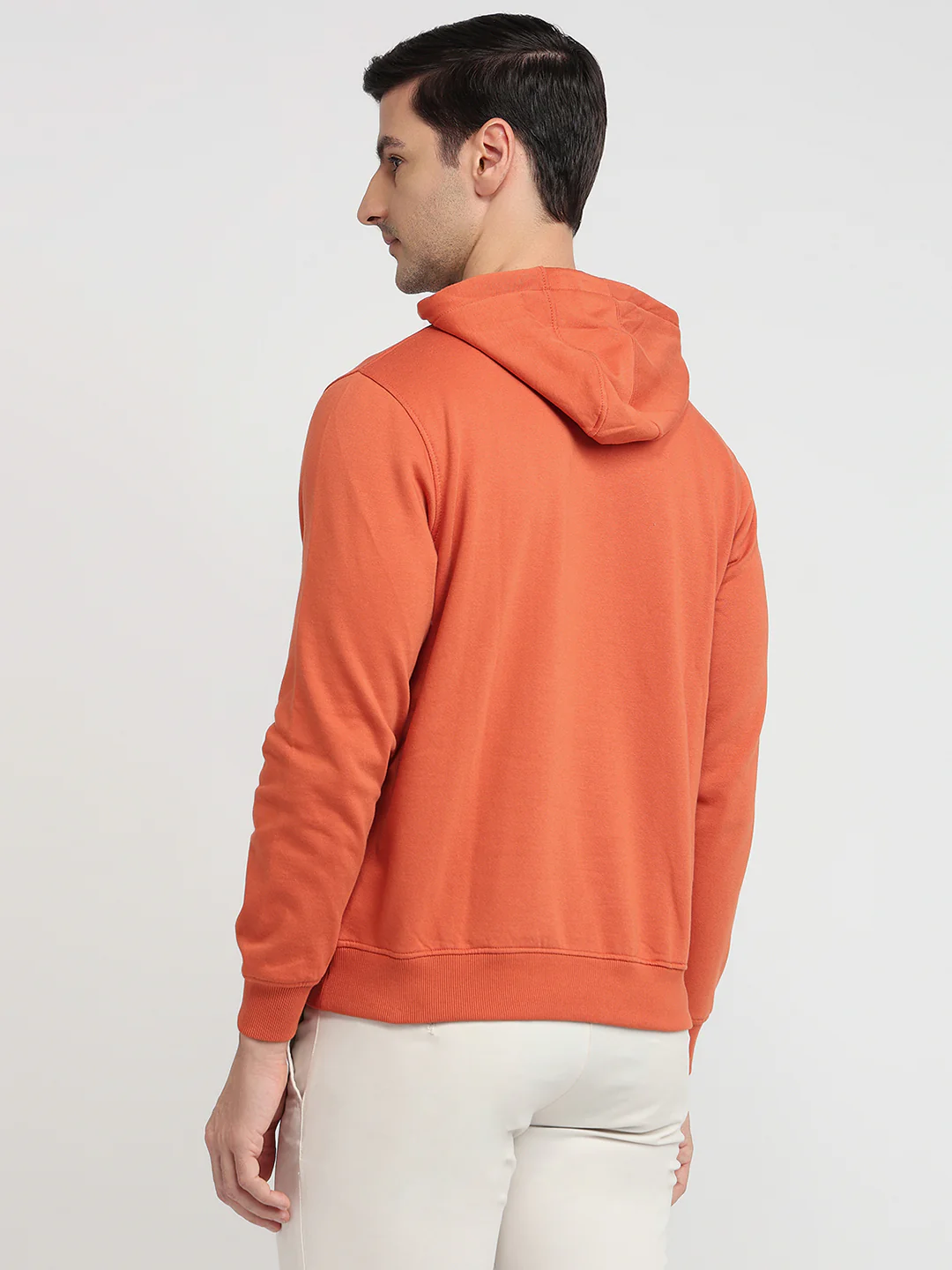 Raymond Men Orange Solid Regular Fit Cotton Blend Sweatshirt - Image 4
