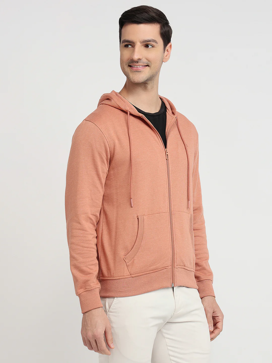 Raymond Men Orange Solid Regular Fit Cotton Blend Sweatshirt - Image 3