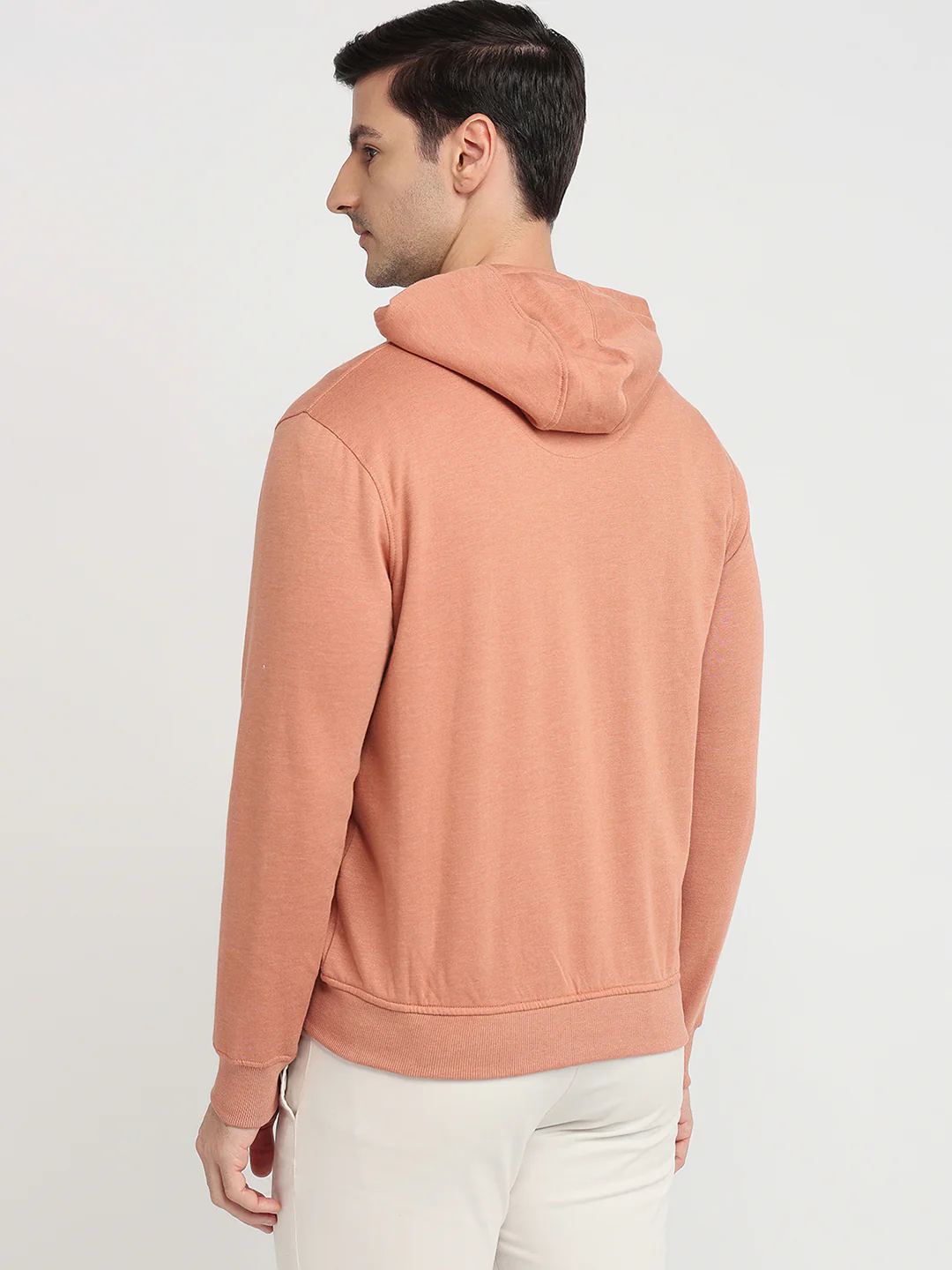 Raymond Men Orange Solid Regular Fit Cotton Blend Sweatshirt - Image 4