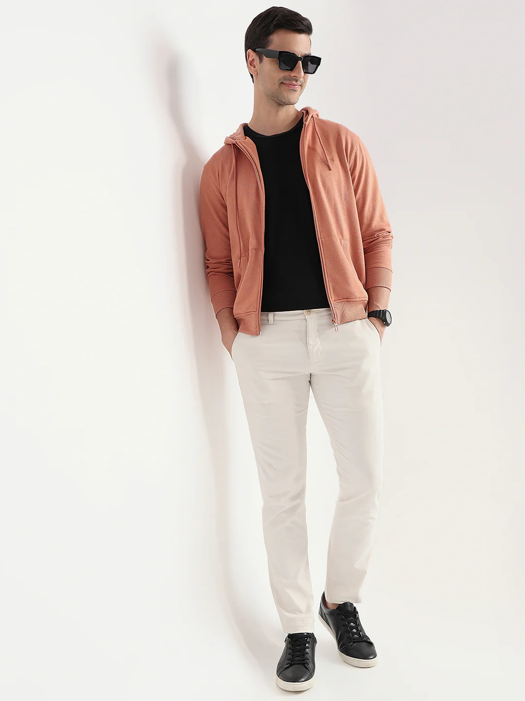 Raymond Men Orange Solid Regular Fit Cotton Blend Sweatshirt - Image 5