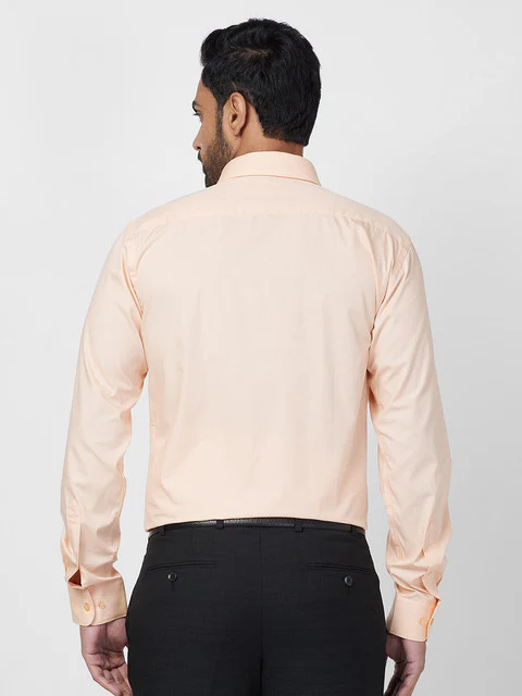 Raymond Men Orange Solid Slim Fit Cotton Shirt - Image 4