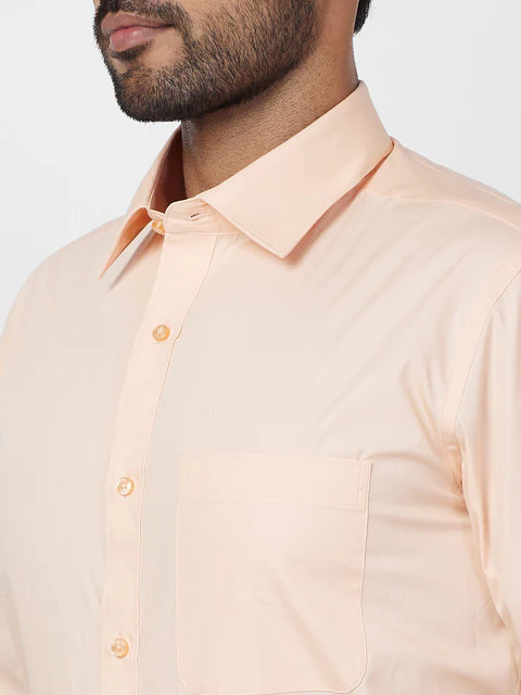 Raymond Men Orange Solid Slim Fit Cotton Shirt - Image 6