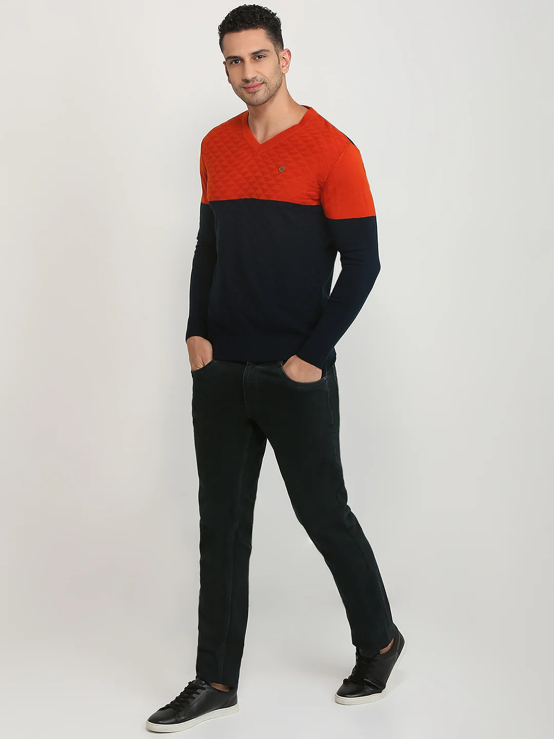 Raymond Men Orange Structure Acrylic Sweater - Image 5
