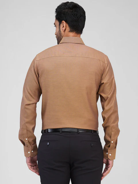Raymond Men Orange Structure Contemporary Fit Cotton Shirt - Image 4