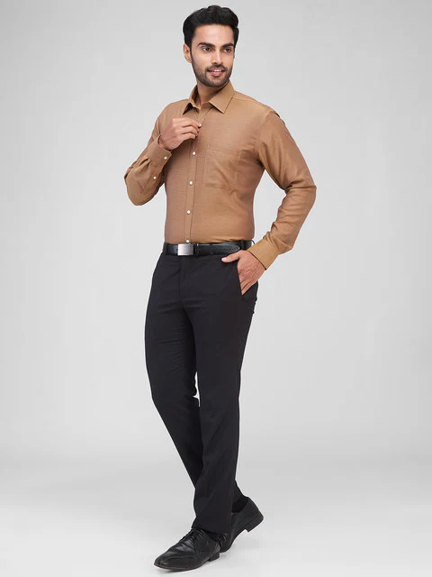 Raymond Men Orange Structure Contemporary Fit Cotton Shirt - Image 5