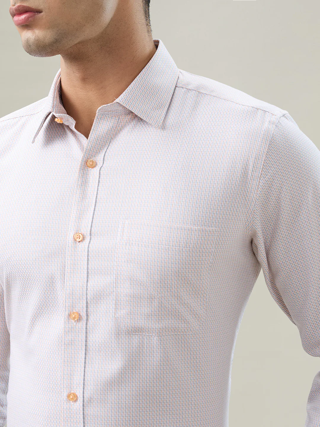 Raymond Men Orange Structure Contemporary Fit Cotton Shirt - Image 6