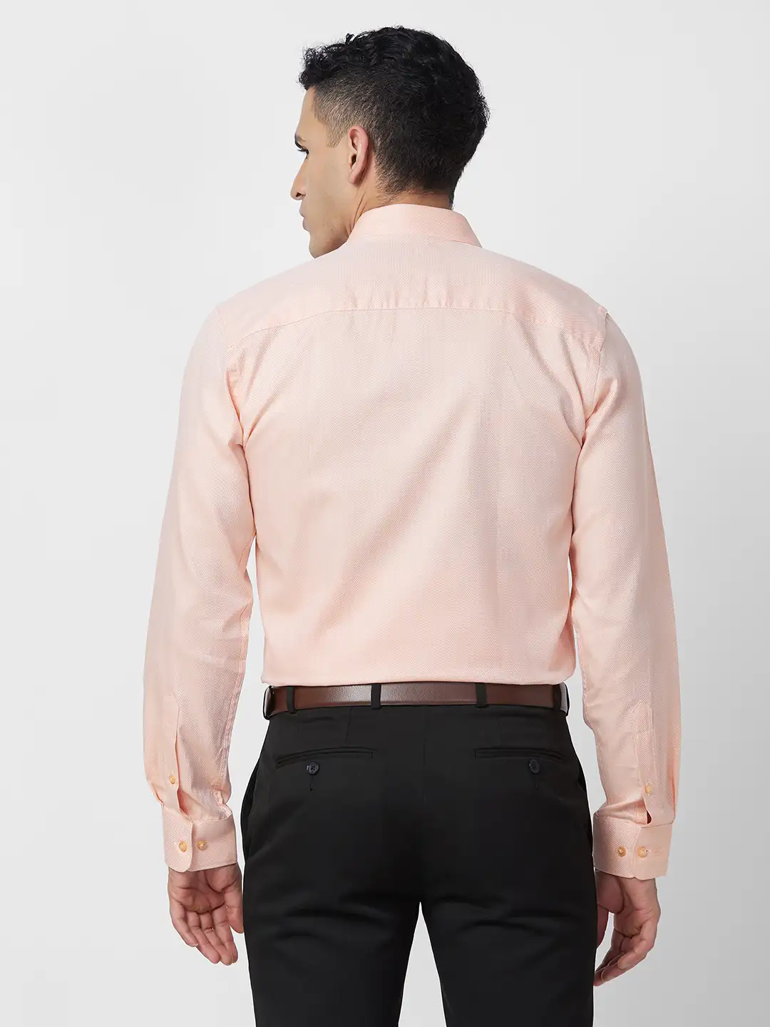 Raymond Men Orange Structure Regular Fit Cotton Shirt - Image 4