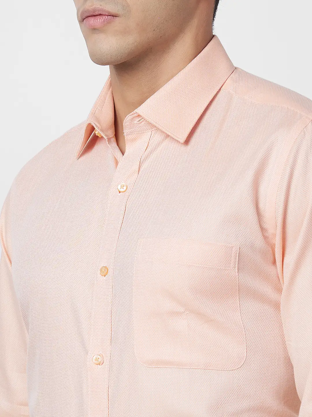 Raymond Men Orange Structure Regular Fit Cotton Shirt - Image 6