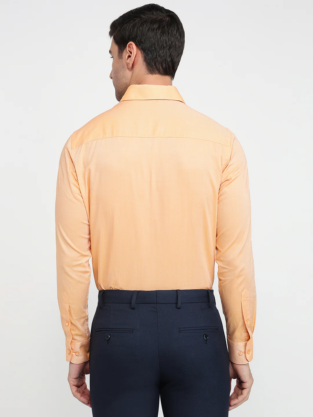 Raymond Men Orange Structure Regular Fit Cotton Shirt - Image 4