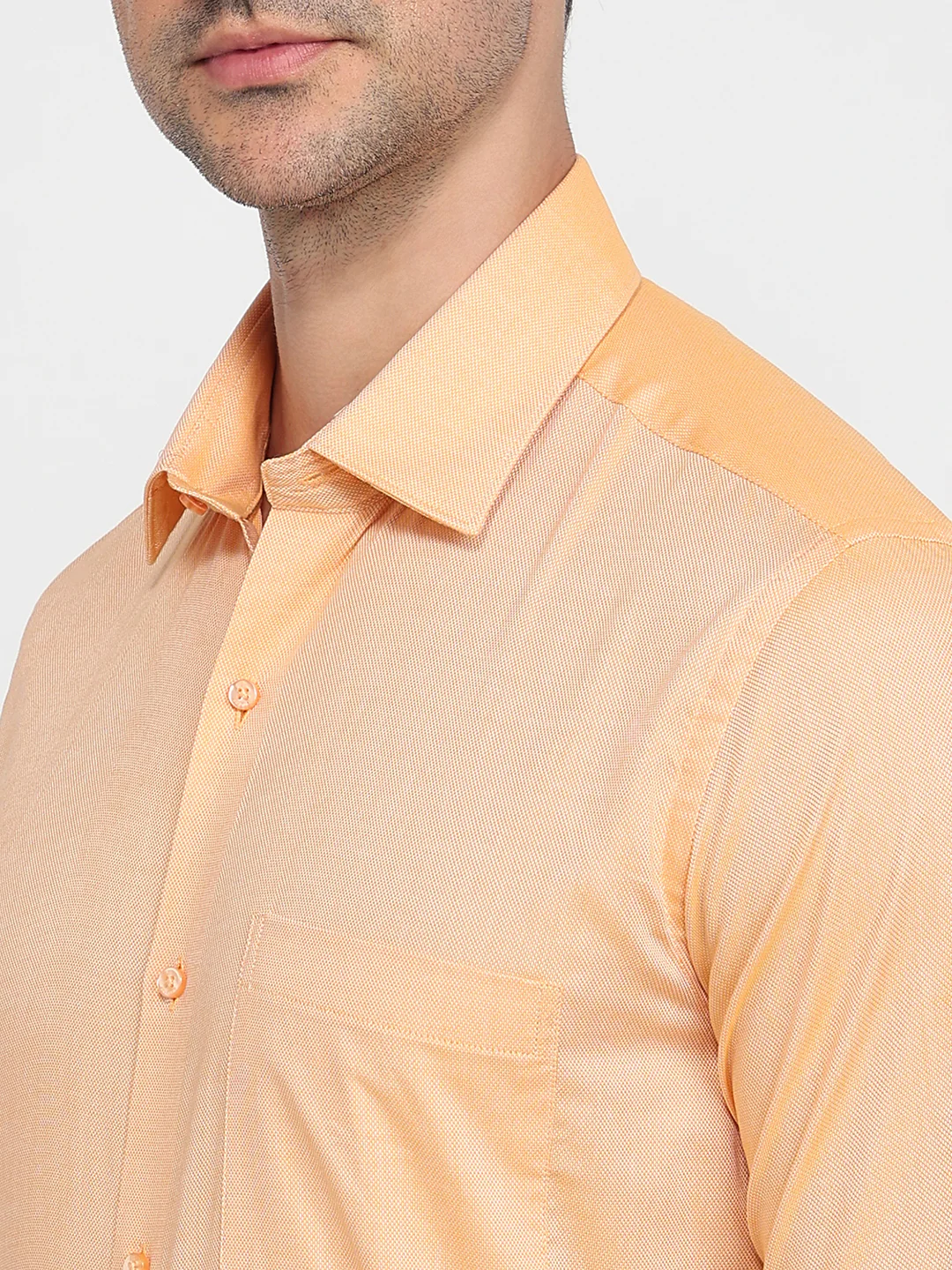 Raymond Men Orange Structure Regular Fit Cotton Shirt - Image 6