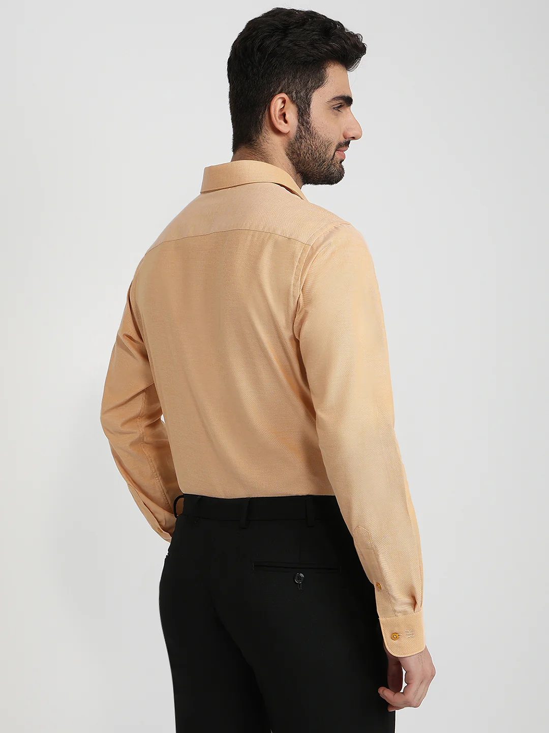 Raymond Men Orange Structure Slim Fit Cotton Formal Shirt - Image 4