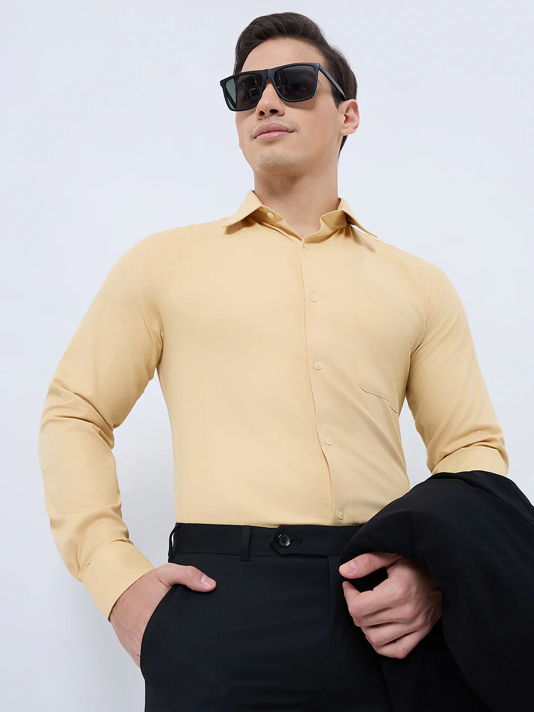 Raymond Men Orange Structure Slim Fit Cotton Formal Shirt