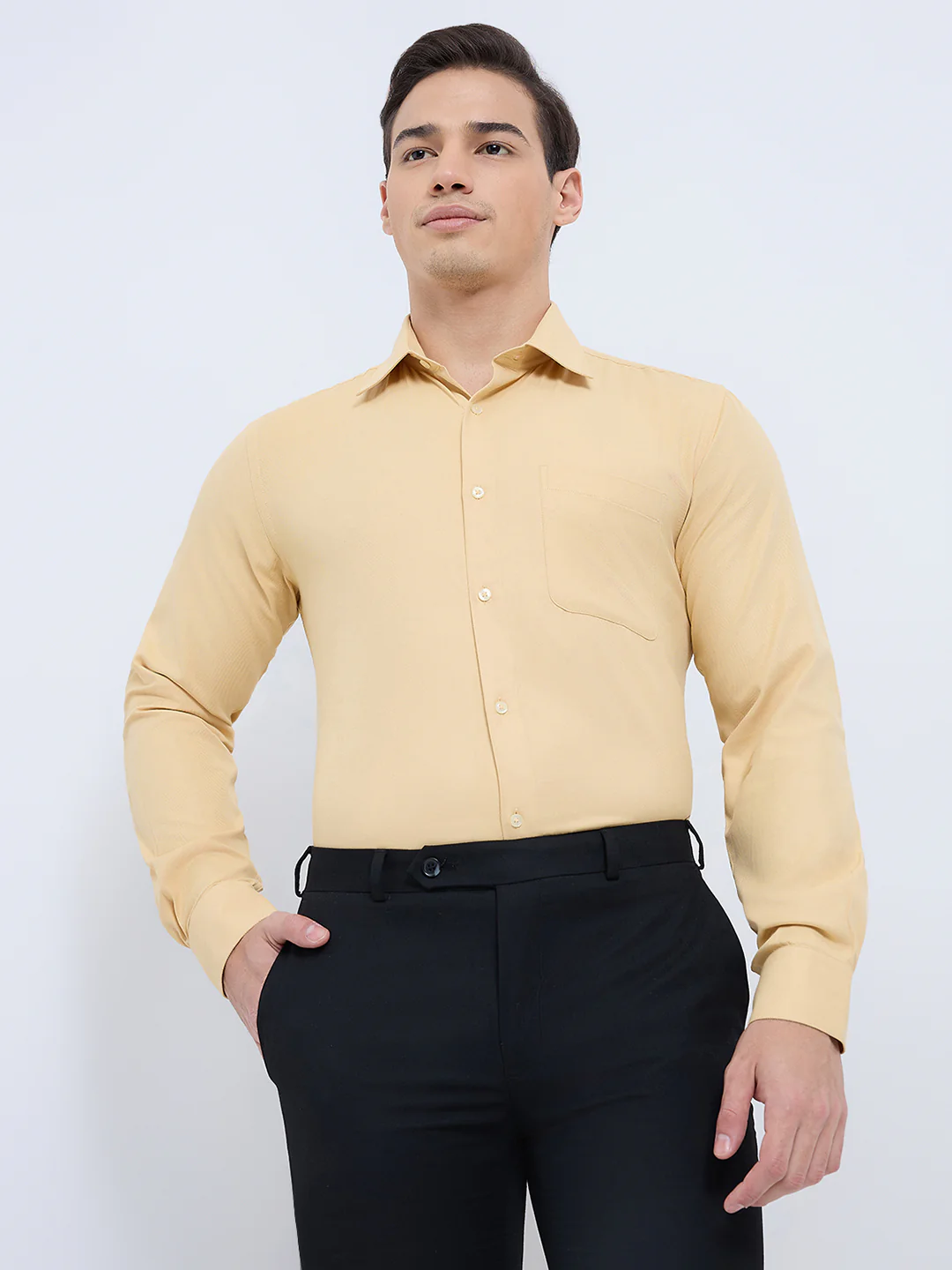 Raymond Men Orange Structure Slim Fit Cotton Formal Shirt - Image 2