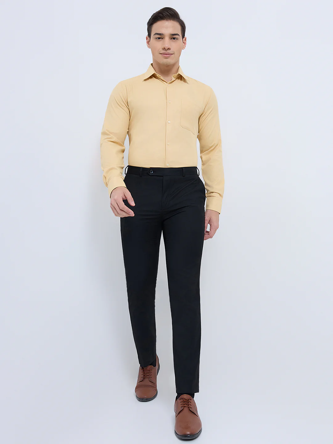 Raymond Men Orange Structure Slim Fit Cotton Formal Shirt - Image 6