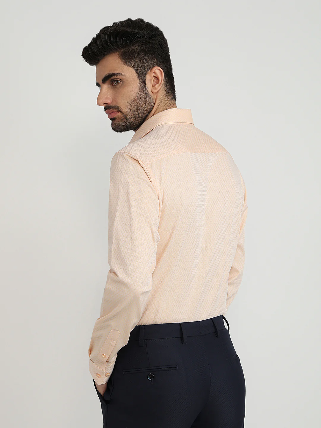 Raymond Men Orange Structure Slim Fit Cotton Formal Shirt - Image 4
