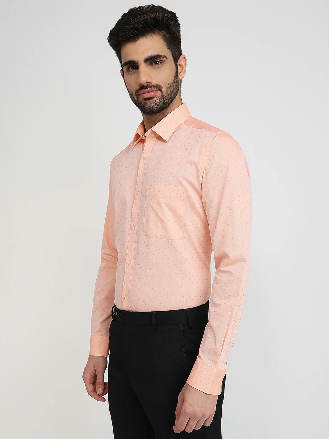 Raymond Men Orange Structure Slim Fit Cotton Formal Shirt - Image 2