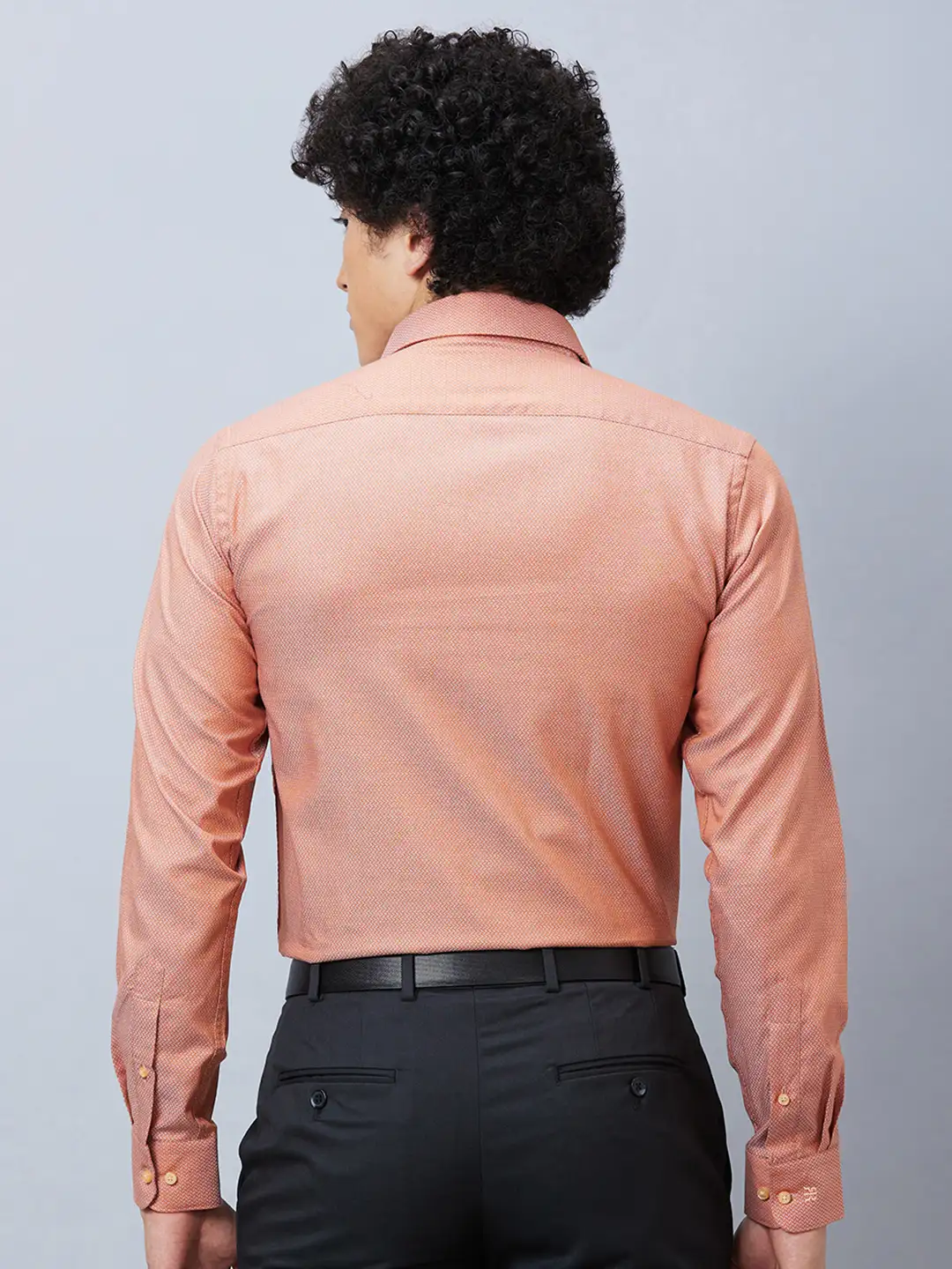 Raymond Men Orange Slim Fit Structure Formal Shirt - Image 5