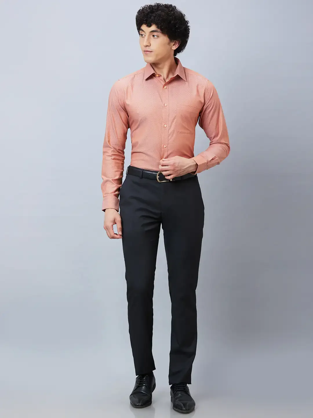 Raymond Men Orange Slim Fit Structure Formal Shirt - Image 6