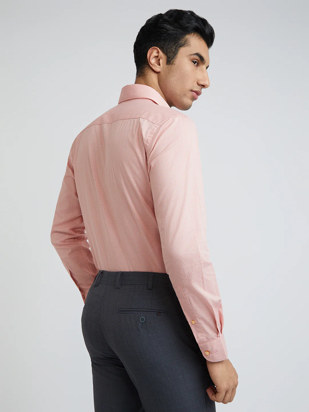 Raymond Men Orange Structure Slim Fit Cotton Shirt - Image 5