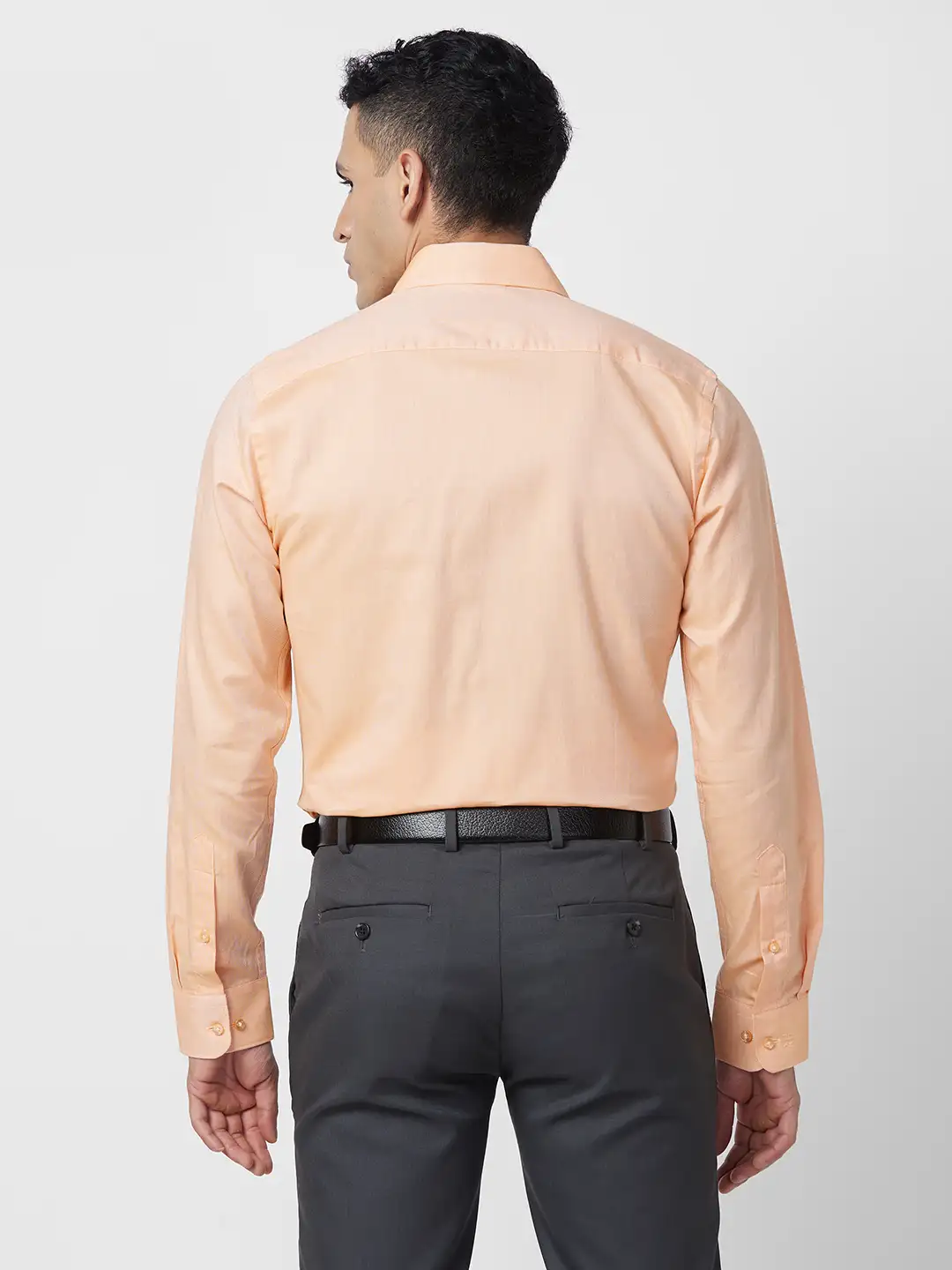 Raymond Men Orange Structure Slim Fit Cotton Shirt - Image 5