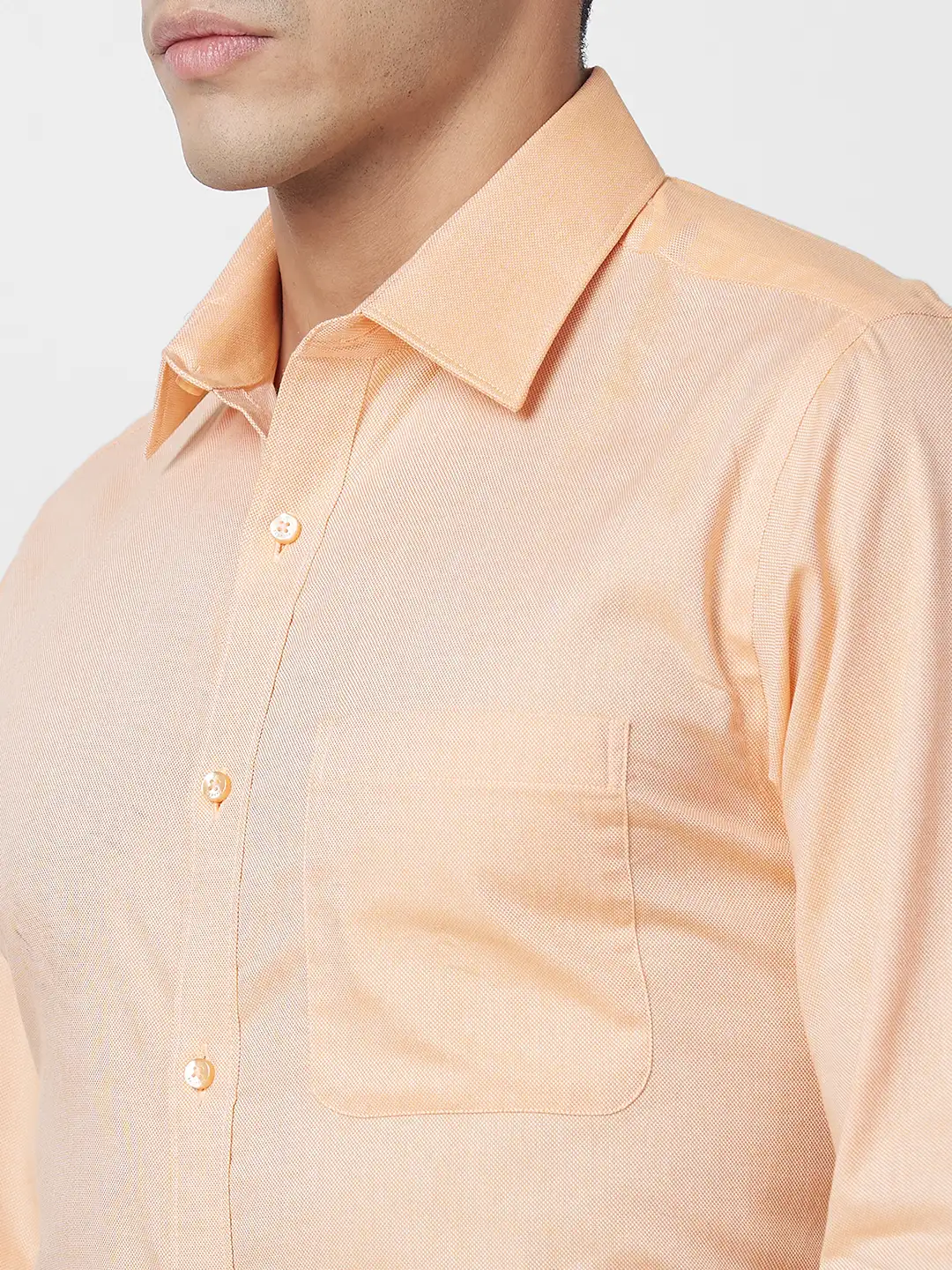 Raymond Men Orange Structure Slim Fit Cotton Shirt - Image 7
