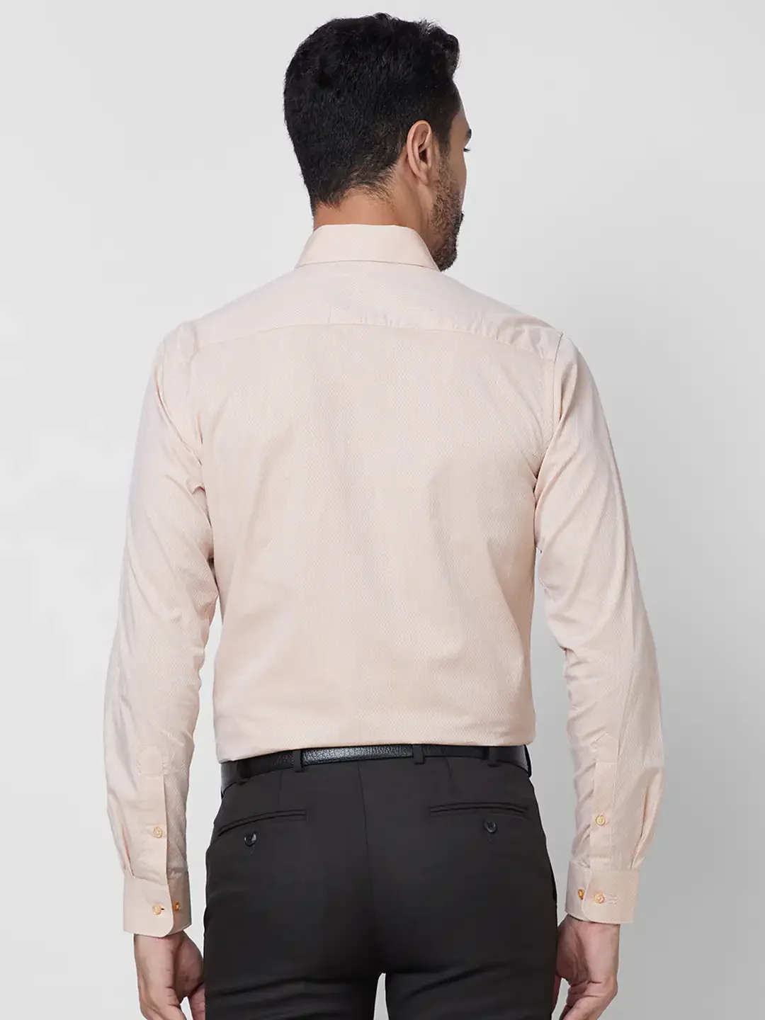 Raymond Men Orange Structure Slim Fit Cotton Shirt - Image 5