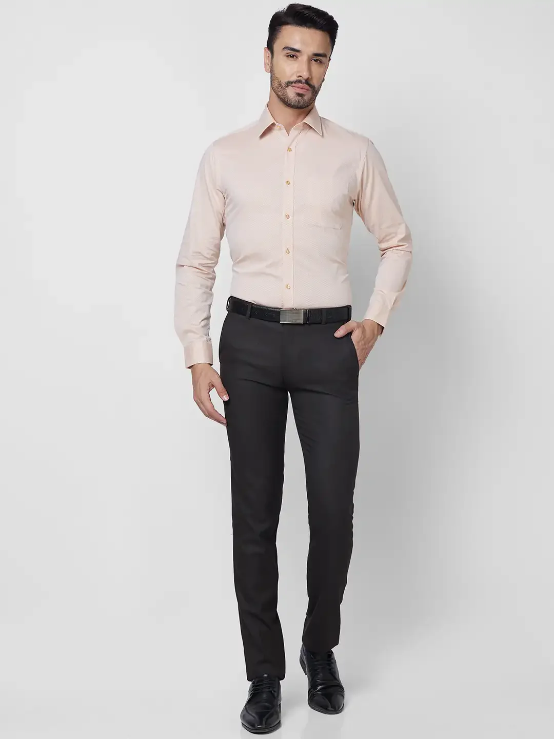 Raymond Men Orange Structure Slim Fit Cotton Shirt - Image 6