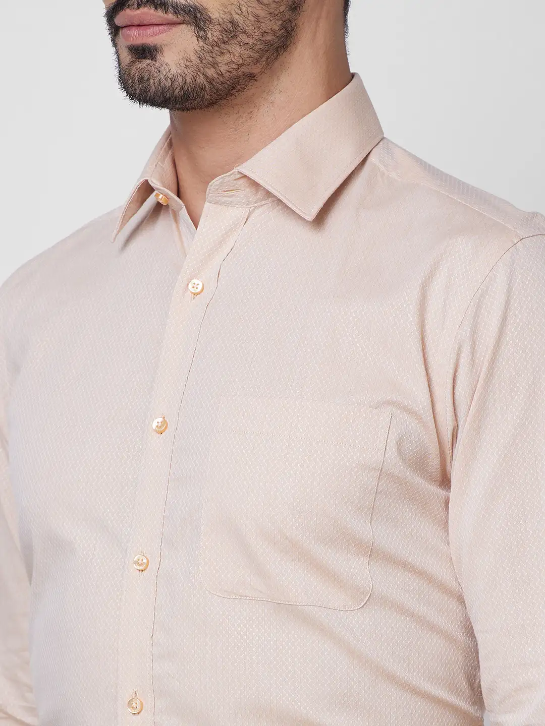 Raymond Men Orange Structure Slim Fit Cotton Shirt - Image 7