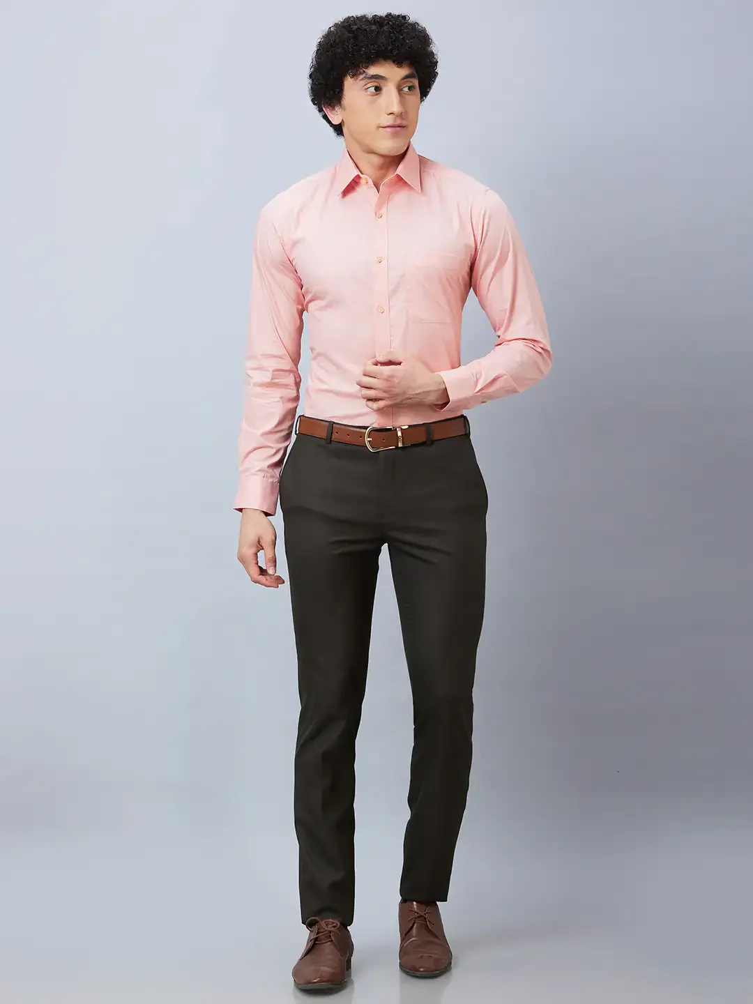 Raymond Men Orange Structure Slim Fit Cotton Shirts - Image 6