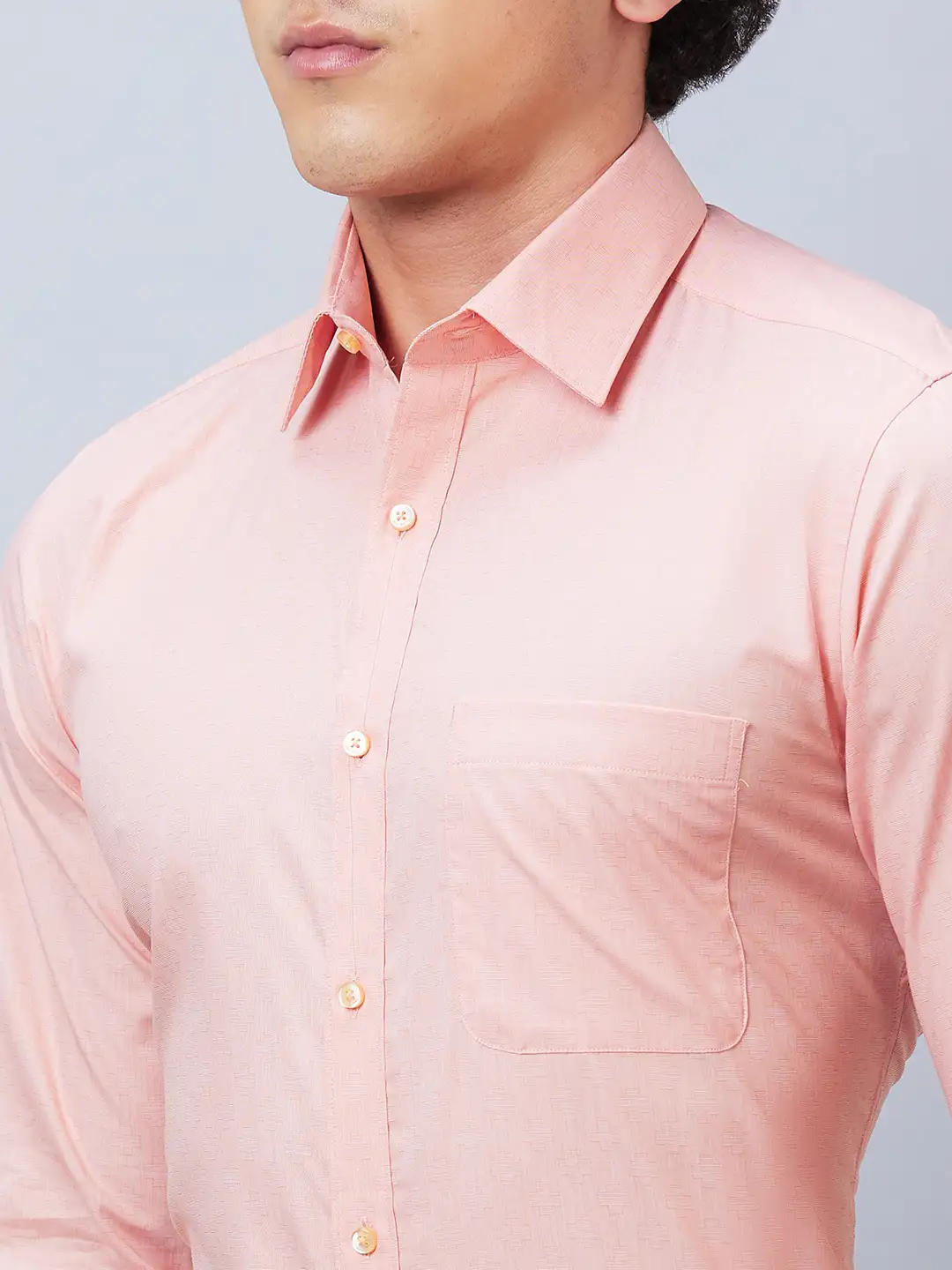 Raymond Men Orange Structure Slim Fit Cotton Shirts - Image 7