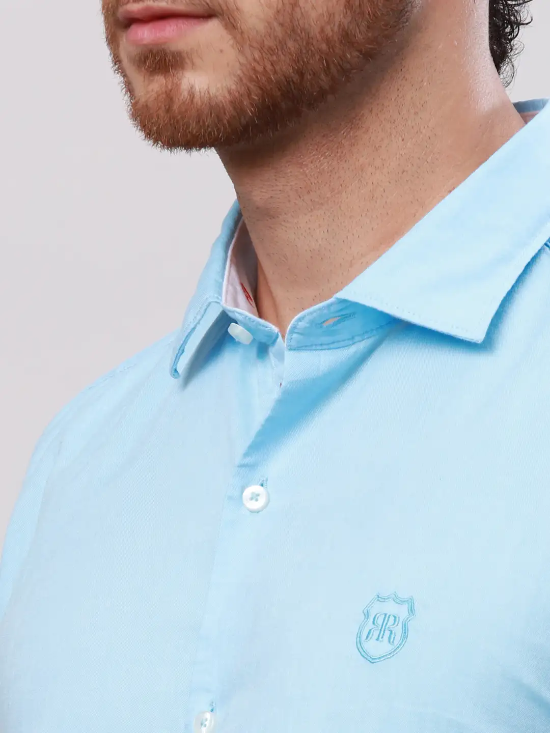Raymond Men Petrol Contemporary Fit Solid Cotton Regular Collar Shirts - Image 6
