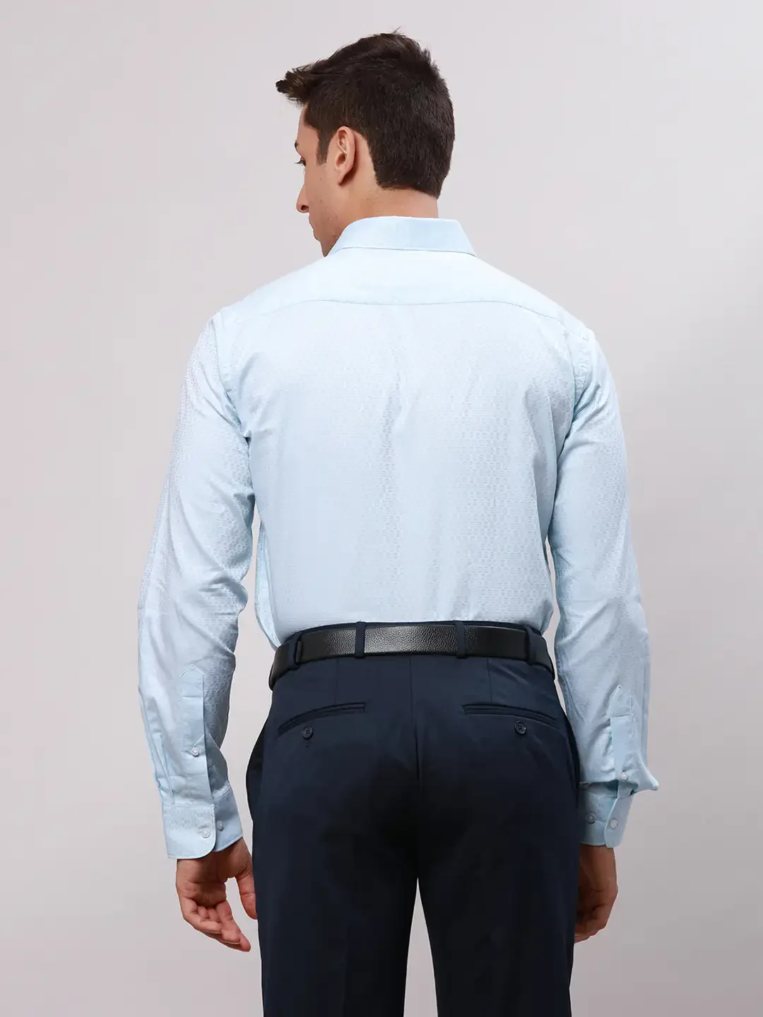 Raymond Men Blue Structured Slim Fit Cotton Formal Shirt - Image 5