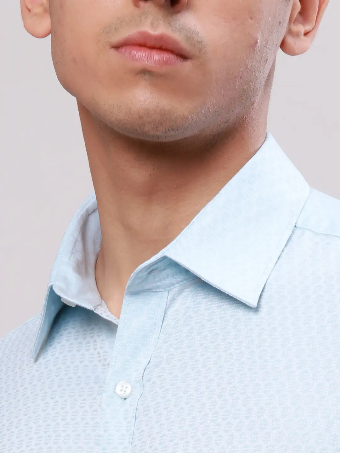Raymond Men Blue Structured Slim Fit Cotton Formal Shirt - Image 7