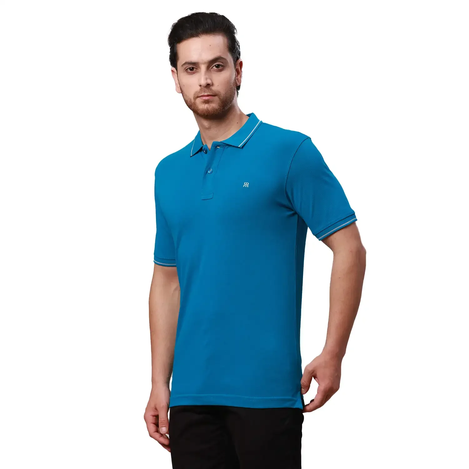 Raymond Men Petrol Solid Contemporary Fit Cotton T-Shirt - Image 3