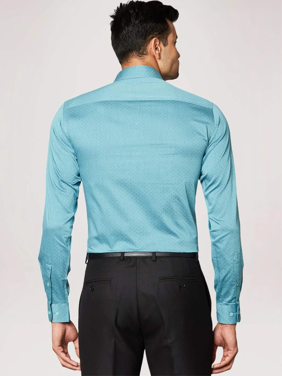 Raymond Men Petrol Structure Slim Fit Cotton Full Sleeve Shirts - Image 3