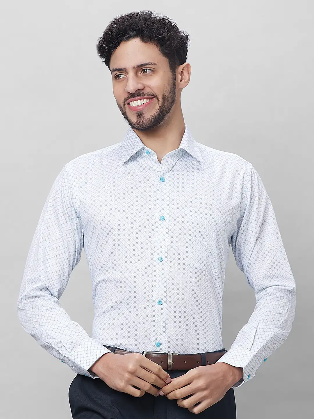 Raymond Men Blue Structured Slim Fit Cotton Formal Shirt