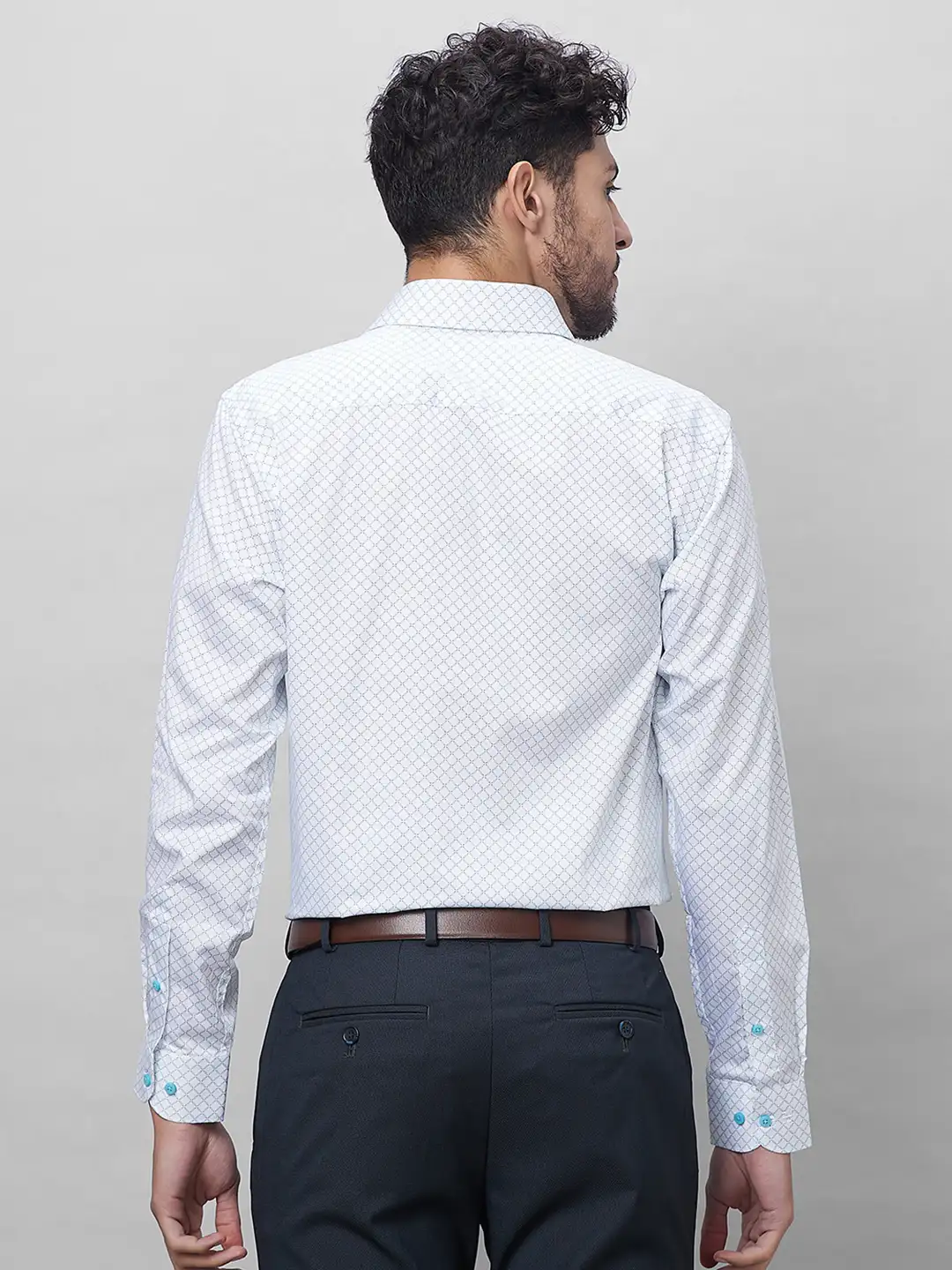 Raymond Men Blue Structured Slim Fit Cotton Formal Shirt - Image 4