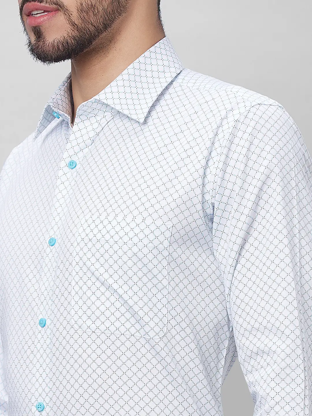 Raymond Men Blue Structured Slim Fit Cotton Formal Shirt - Image 6