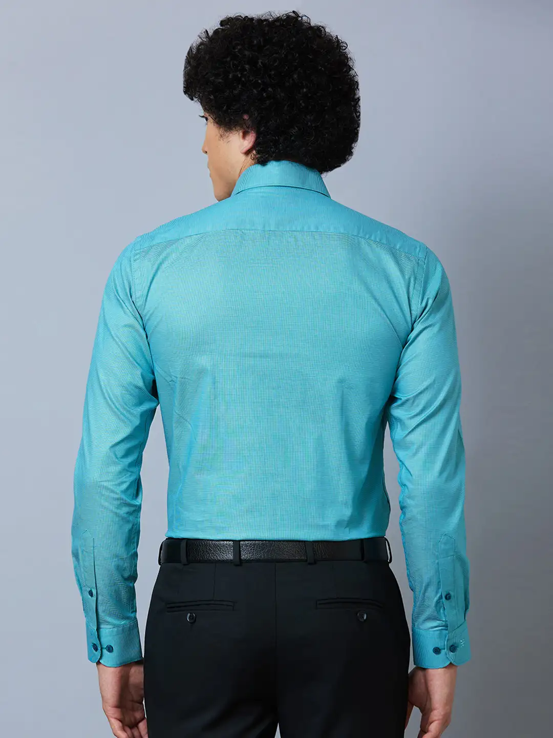 Raymond Men Petrol Structure Slim Fit Cotton Shirts - Image 4
