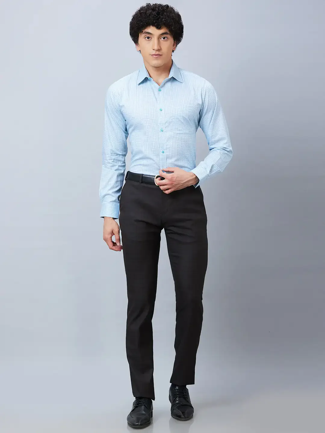 Raymond Men Blue Structured Slim Fit Cotton Formal Shirt - Image 6