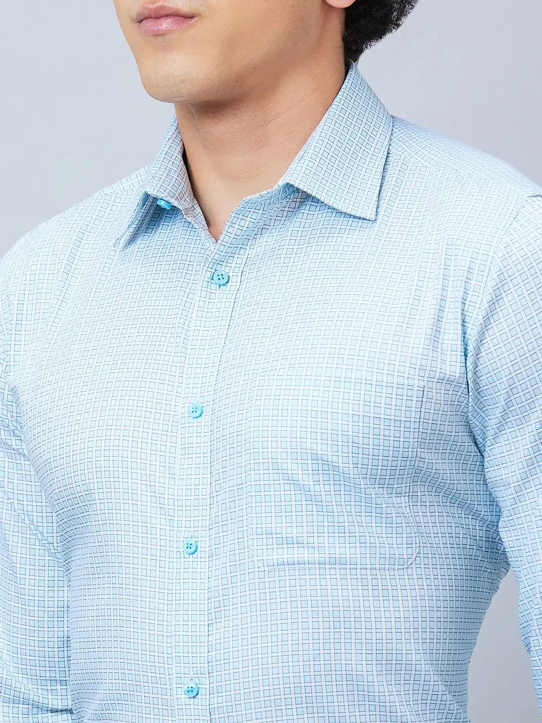 Raymond Men Blue Structured Slim Fit Cotton Formal Shirt - Image 7
