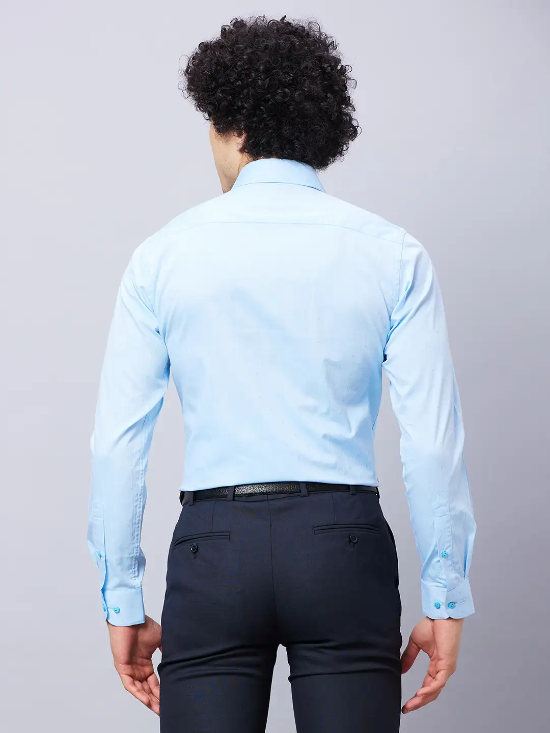 Raymond Men Blue Structured Slim Fit Cotton Formal Shirt - Image 4