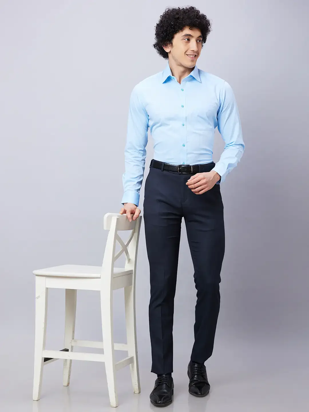 Raymond Men Blue Structured Slim Fit Cotton Formal Shirt - Image 5