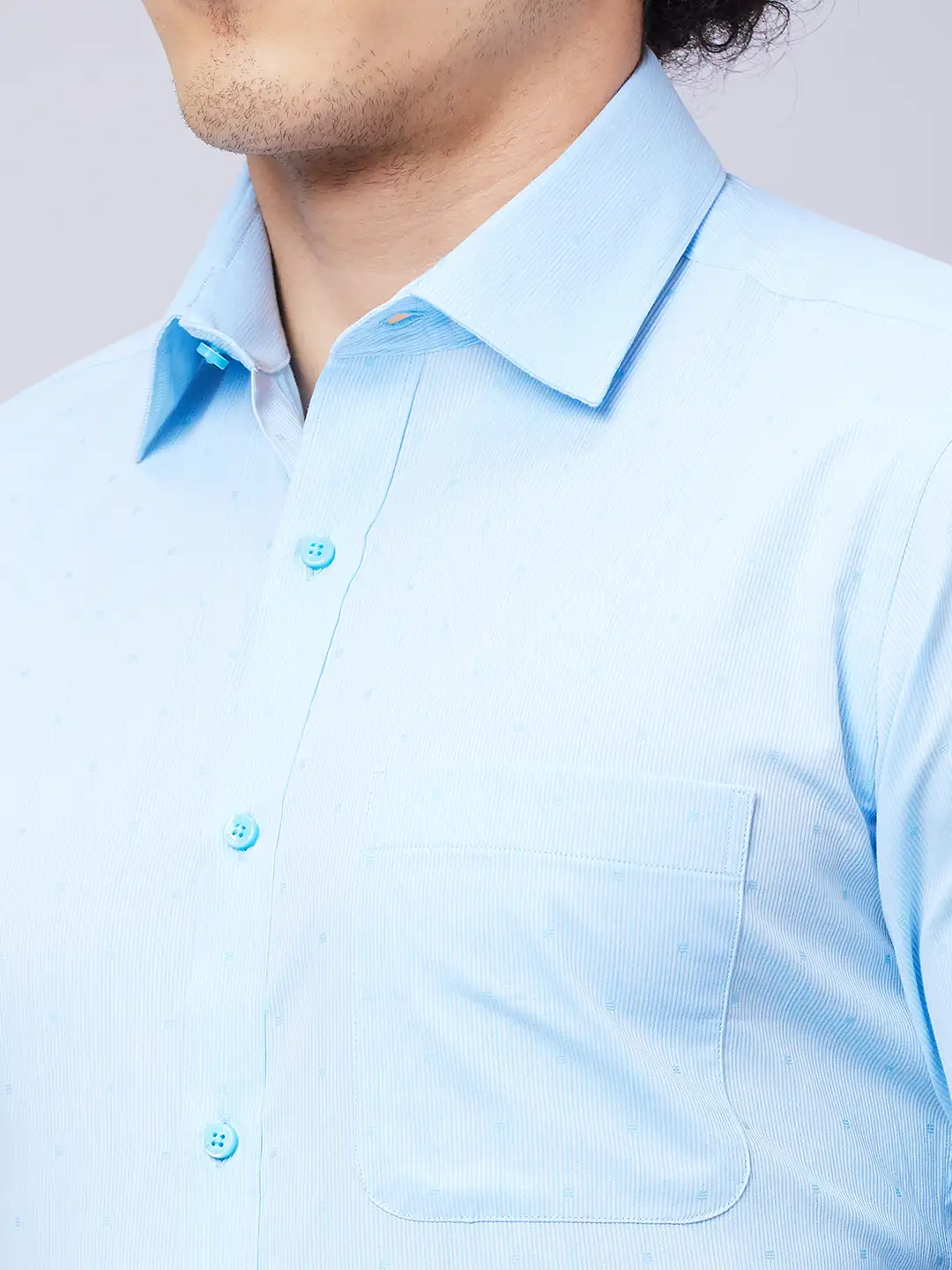 Raymond Men Blue Structured Slim Fit Cotton Formal Shirt - Image 6