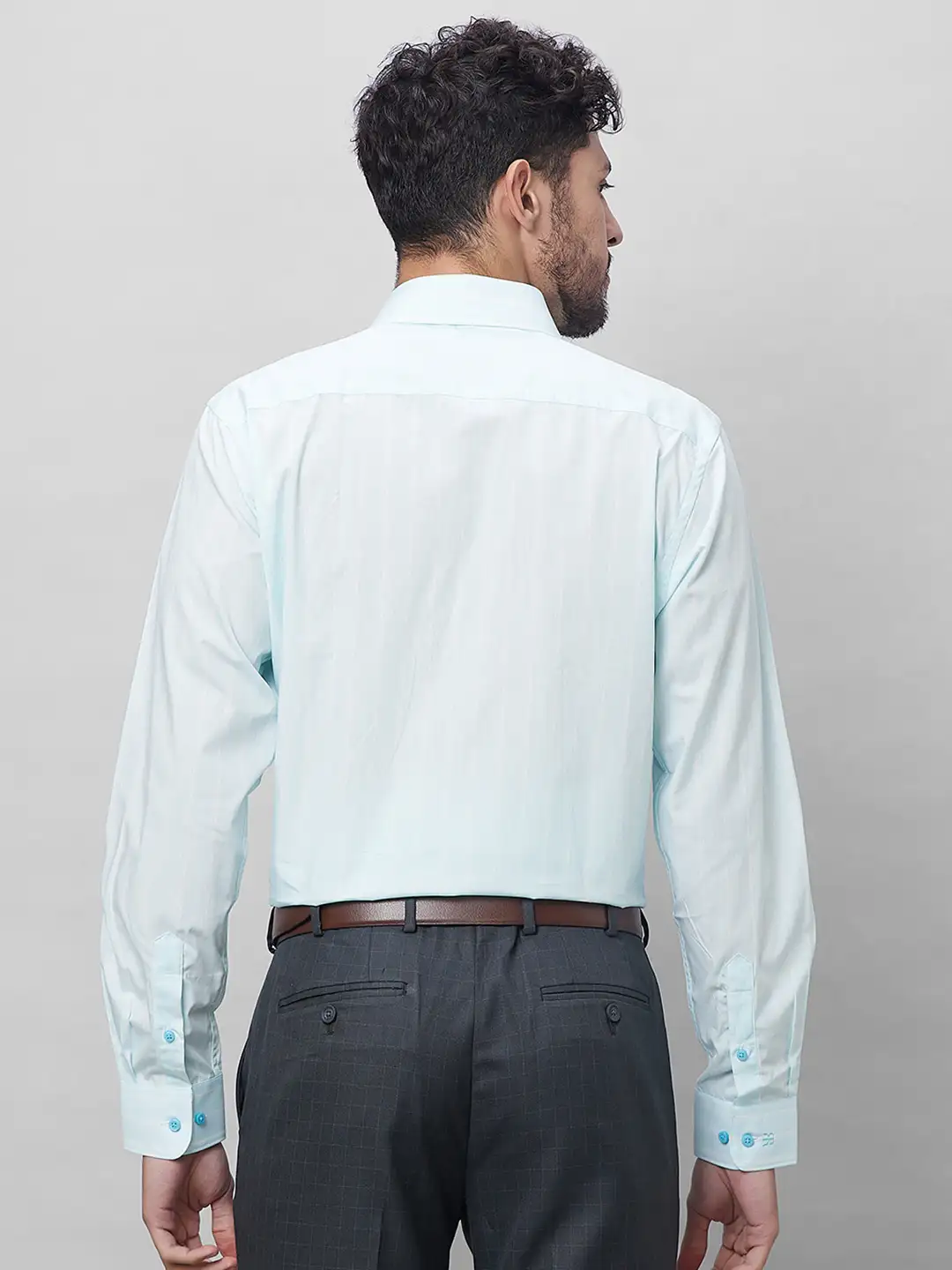 Raymond Men Blue Structured Slim Fit Cotton Formal Shirt - Image 5