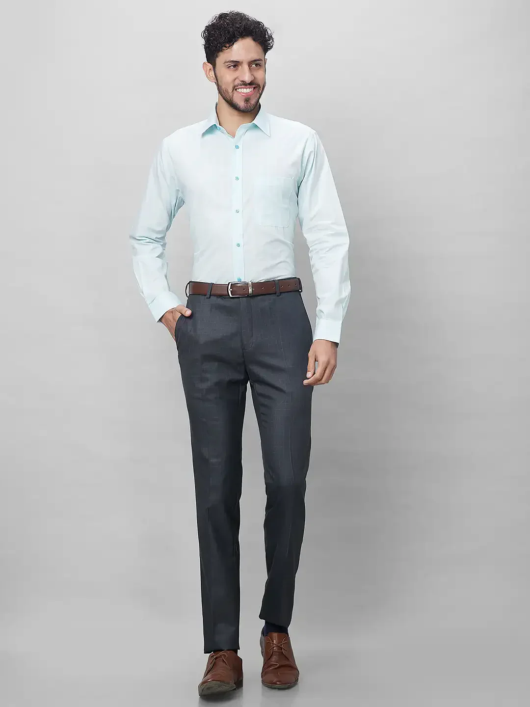 Raymond Men Blue Structured Slim Fit Cotton Formal Shirt - Image 6